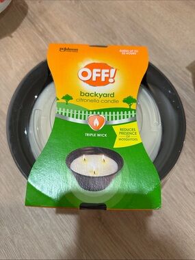OFF! Backyard Citronella Scented Triple Wick Tabletop Candle 50 hours mosquito